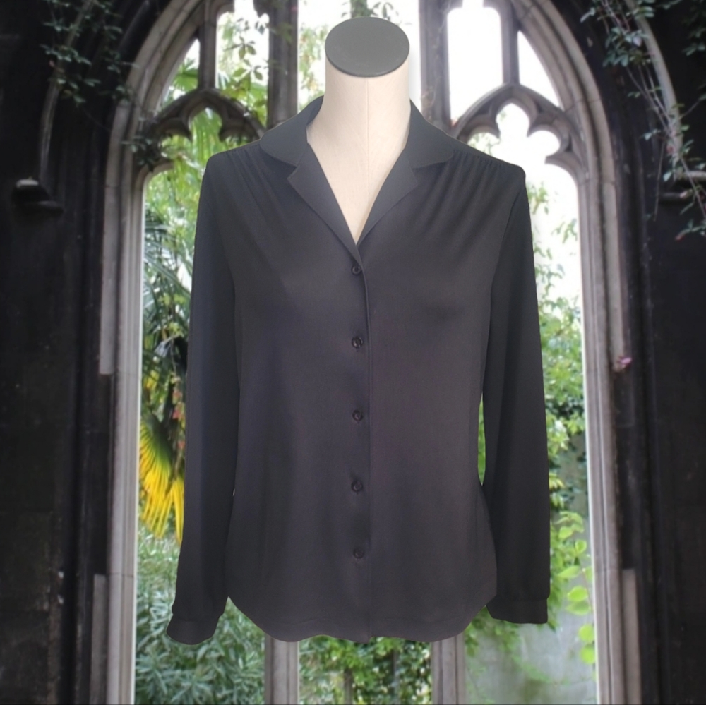 Vintage 70s Black Blouse